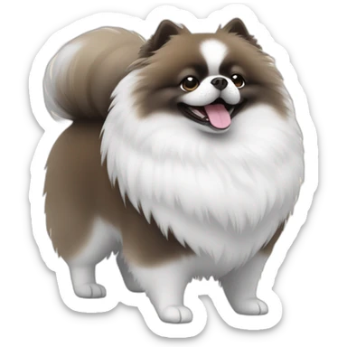 black white but white face overweight pomeranian whitout brown just use gray, white,black sticker