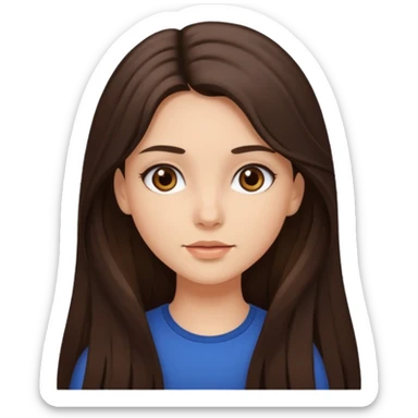 Make me a brunette girl, with brown (dark) eyes and long, loose hair sticker