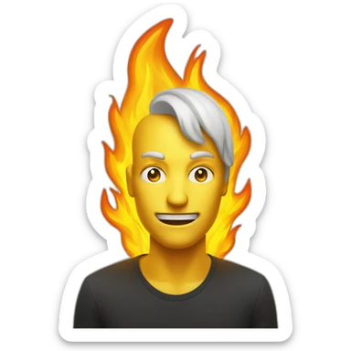 Un visage jaune qui est on fire sticker