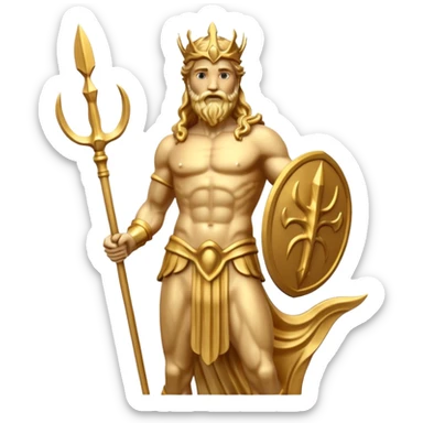 golden poseidon statue sticker