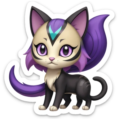 Meloetta-Purrloin-Pokémon-Fakémon-fusion-hybrid-creature sticker