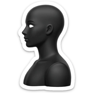 Minimalistic flat vector icon, iOS style, thin black contour on white background. Matte black mannequin in profile in 3D monochrome style. sticker
