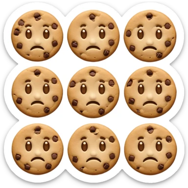 please create cookie emojis, similar to a cookie that looks like it's smiling for a happy cookie, or a cookie that looks like it's frowning for a sadcookie. please use other emotions other than happy or sad sticker