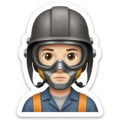 welder with welding mask sticker