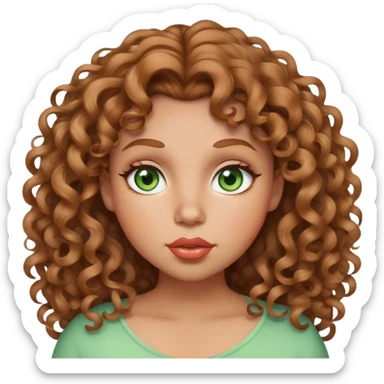 Big girl with light brown curly hair and big lips and big light green eyes  sticker