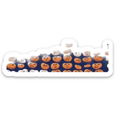 A heart broken in two (one half is fully orange the other half is fully navy blue) sticker