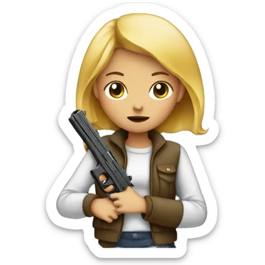 girl with gun at night sad sticker