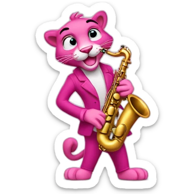 pink panther plays the saxophone sticker
