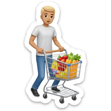 man-with-a-shopping-cart-full-body sticker