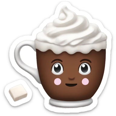 mug of hot chocolate with marshmallows and whipped cream sticker
