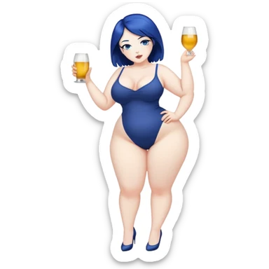 crazy drunk pose curvy daek blue {{long hair °€}pale,fullbody sticker