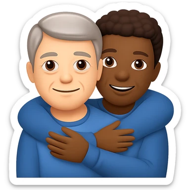 Make the blonde man older with gray hair, keep the other man the same, in apple emoji style, preserve transparent background. sticker