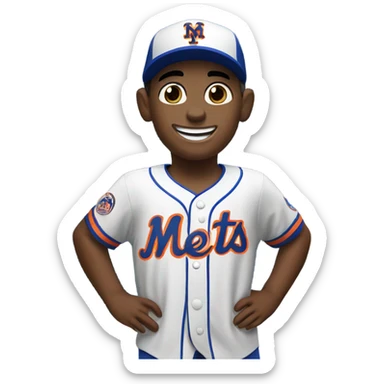 happy child in Mets Jersey  sticker
