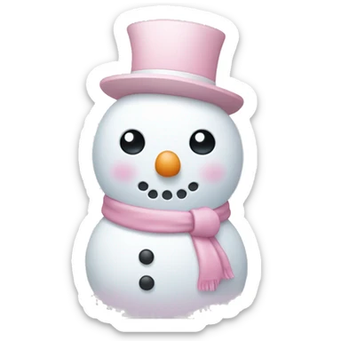 Cute white and light pink snowman sticker