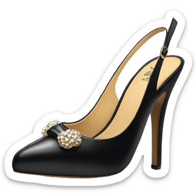 Elegant expensive shoes slingback black pumps  sticker