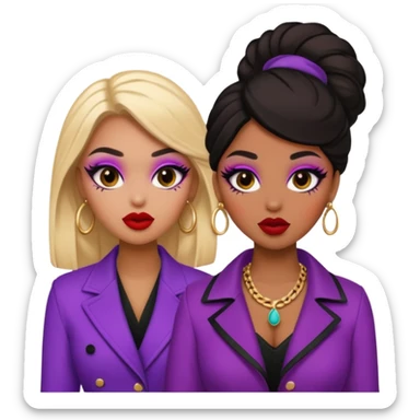 Boujy baddie best friends gossiping, trendy heavy makeup sticker