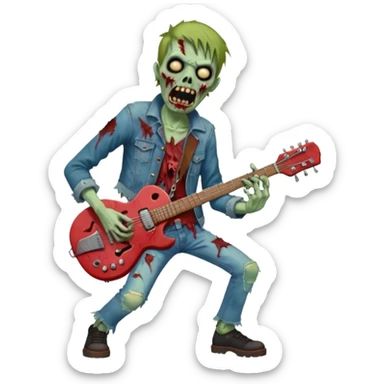 Zombie guitarist – ragged clothes sticker