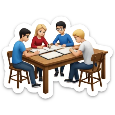 study space with students working on a big table sticker