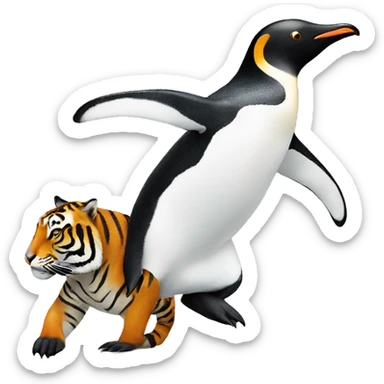 penguin riding a tiger sticker
