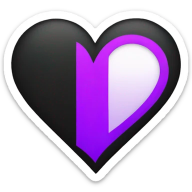 Half black and half purple split heart sticker