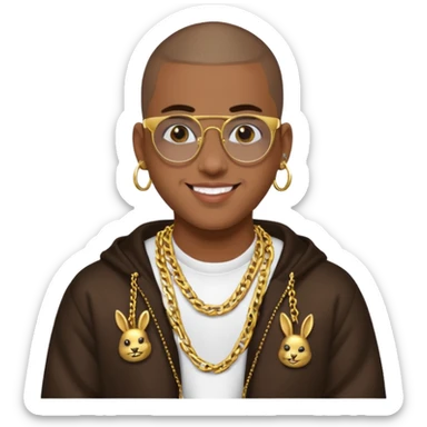 An emoji of Bad Bunny, the superstar from Puerto Rico. The singer. sticker