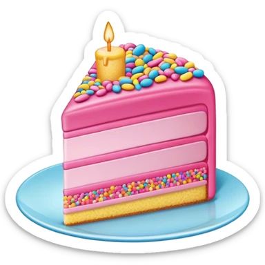 pink cake slice with sprinkles  sticker