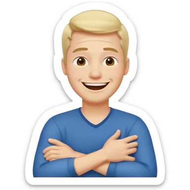 Arms crossed holding neck laughing guy  sticker