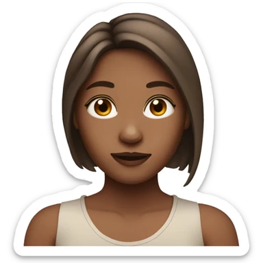 Girl with shoulder length brown hair and nose ring sticker