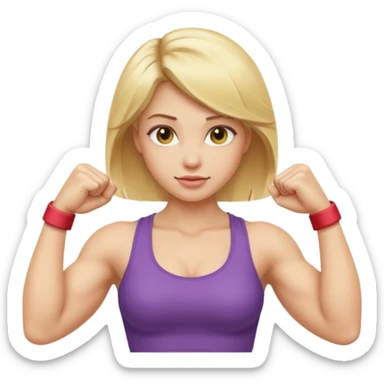blonde long straight hair young women show biceps emoji sticker