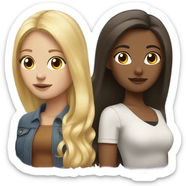Blonde and brunette sister  sticker