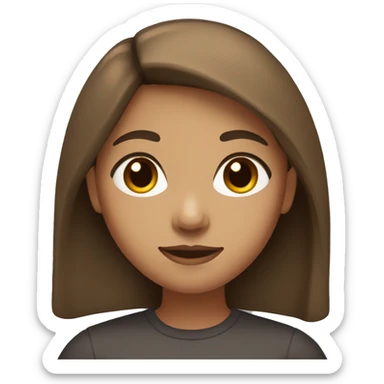 A light brown skin girl with brown hair of shoulder length and Asian eyes sticker