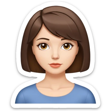 White woman with brunette hair bob haircut  sticker