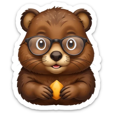 spectacled beaver with clotches sticker