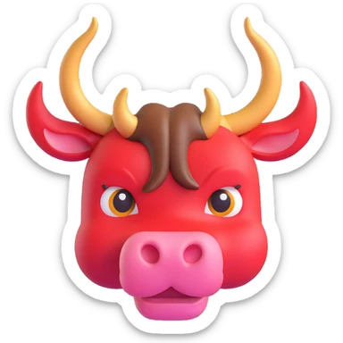 bull emoji with large horns in 3D style sticker