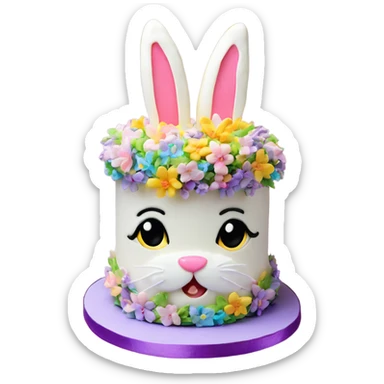beautifully decorated 2 tier Easter bunny cake sticker