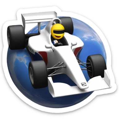 A formula 1 car driving on planet earth sticker