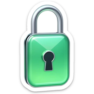 Holographic and glassmorphic green lock sticker