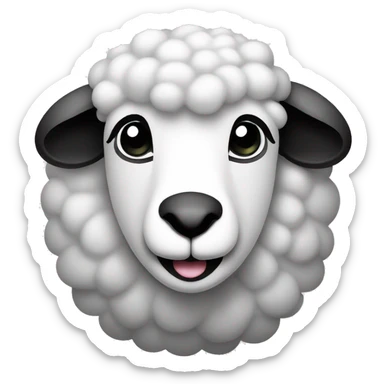 simple sheep face happy smiley icon, black and white,simple, 2d sticker