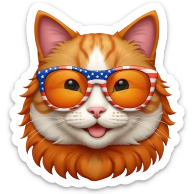 smiling cat in patriotic sunglasses sticker