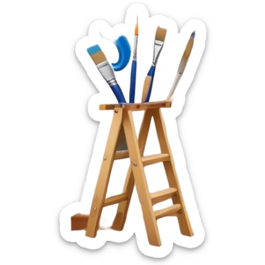 Create an icon that represents the hobby of wall painting, featuring a wall with a beautiful painting in progress. The design should include a paintbrush, a roller, and part of the wall decorated with colorful patterns or a mural. The icon should show the process of creating the artwork, with the brush strokes visible on the wall, symbolizing the artistic nature of the craft. The composition should be balanced and harmonious, evoking creativity and skill. The background should be transparent. sticker