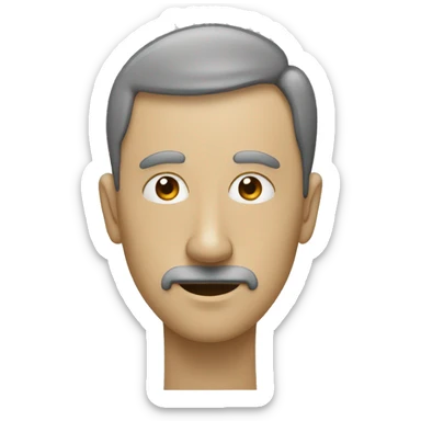 person with a big crooked nose, grey pappus, tan, partially bold sticker