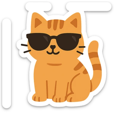 flat toon style cat wearing sunglasses sticker