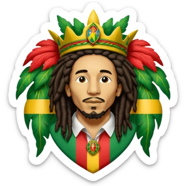 Bob Marley heraldic crest made with ethiopian colors sticker