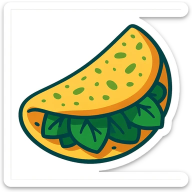 A vibrant toon of a green spinach omelet sticker