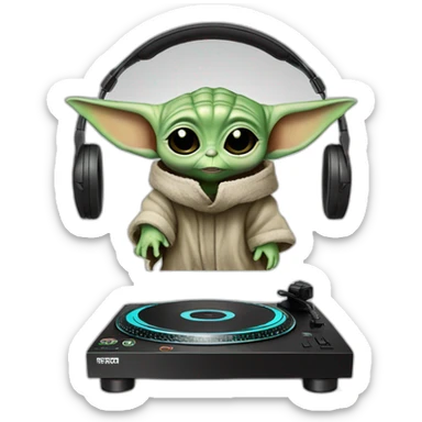 baby yoda full body dj headset and table sticker