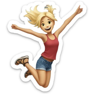 Blonde girl jumping for joy sticker