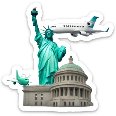 plane and statue of liberty  sticker