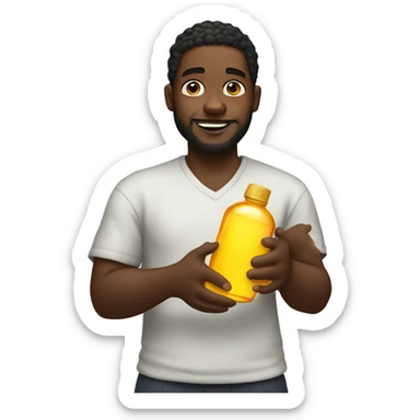 black man holding baby oil sticker