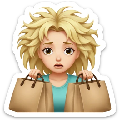 Crazy hair Tired blonde girl with sleepless bags sticker
