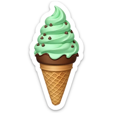 ice cream cone with mint green scoop and chocolate chips sticker